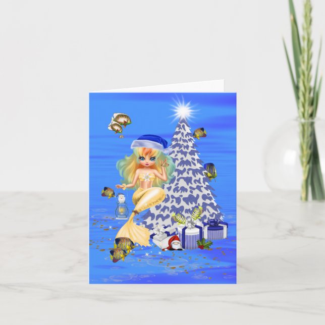 Cartão Fun Christmas Mermaid greetings card (Frente)