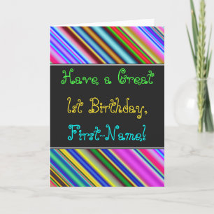 Cartão Fun, Colorful, Whimsical 1st Birthday Card