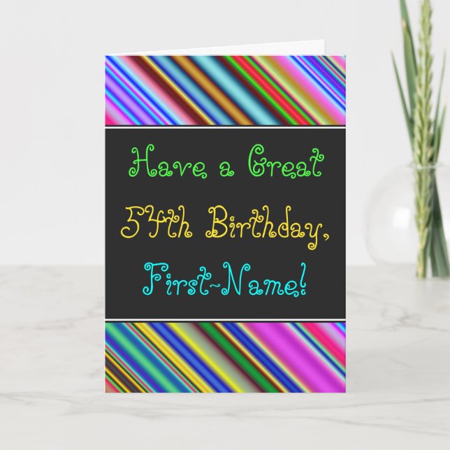 Cartão Fun, Colorful, Whimsical 54th Birthday Card (Frente)