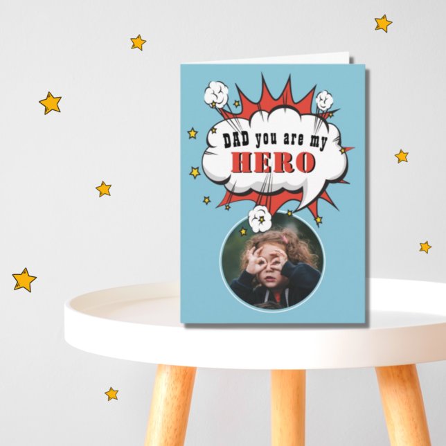 Cartão Fun Dad Hero Superhero Speech Bubble Fathers day (Criador carregado)