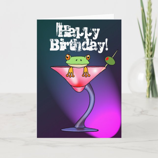 Cartão Fun drunk frog happy birthday card (Frente)