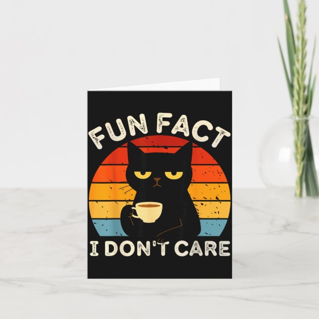 Cartão Fun Fact I Don't Care Funny Black Cat Saying Quote (Frente)