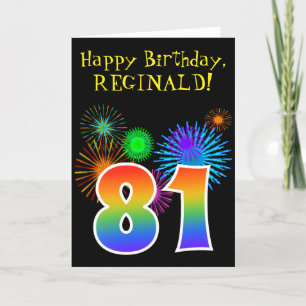 Cartão Fun Fireworks + Rainbow Pattern "81" Birthday #