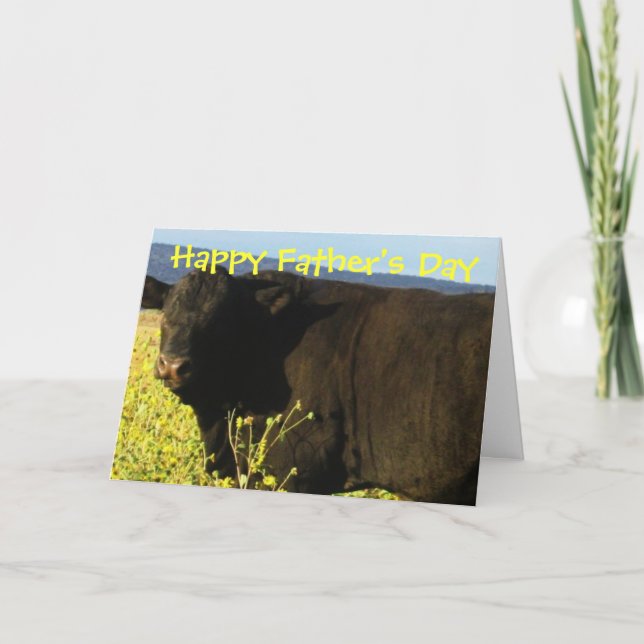 Cartão Fun Happy Father's Day Ranch Farm Cattle Bulls (Frente)