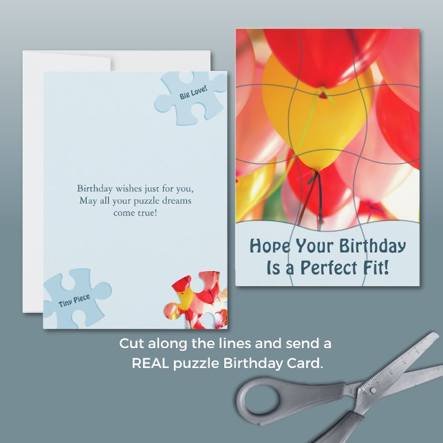 Cartão Fun Jigsaw Puzzle "Mock" 12pc Custom Photo B'day (Fun Jigsaw Puzzle "Mock" 12pc Custom Photo B'day Card, Portrait, Flat, 5x7 Inch, Scissors Cut)