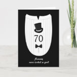 Cartão Fun Top Hat Formal 70th Birthday Greeting Card<br><div class="desc">This card can be customized for ANY AGE. Fun,  formal birthday greeting for family or friends. Click on the Zigglets store link below to see more milestone birthday cards.</div>