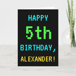 Cartão Fun Vintage/Retro Video Game Look 5th Birthday