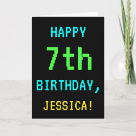 Cartão Fun Vintage/Retro Video Game Look 7th Birthday