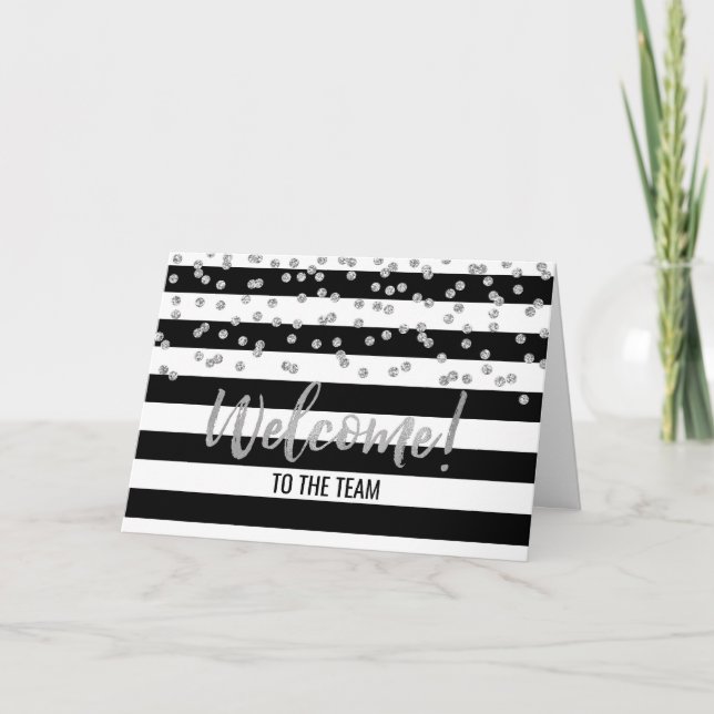 Cartão Funcionário do Black Stripe Silver Bem-vindo à Equ (Frente)