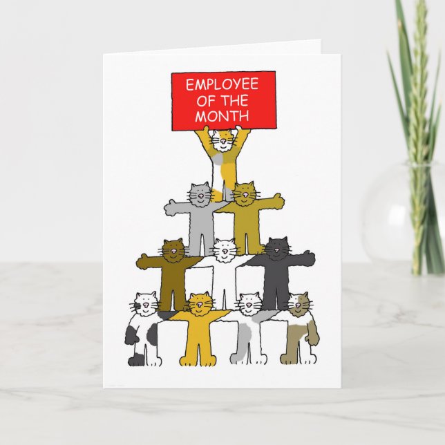 Cartão Funcionário dos Gatos de Cartoon do Mês (Frente)