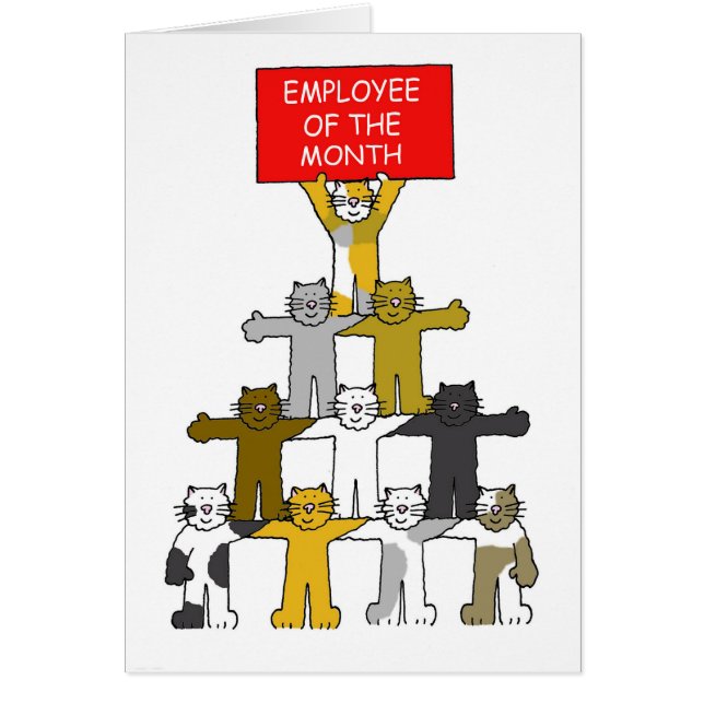 Cartão Funcionário dos Gatos de Cartoon do Mês (Frente)