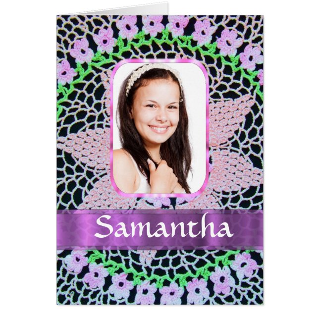 Cartão Fundo de fotos do local rosa (Frente)