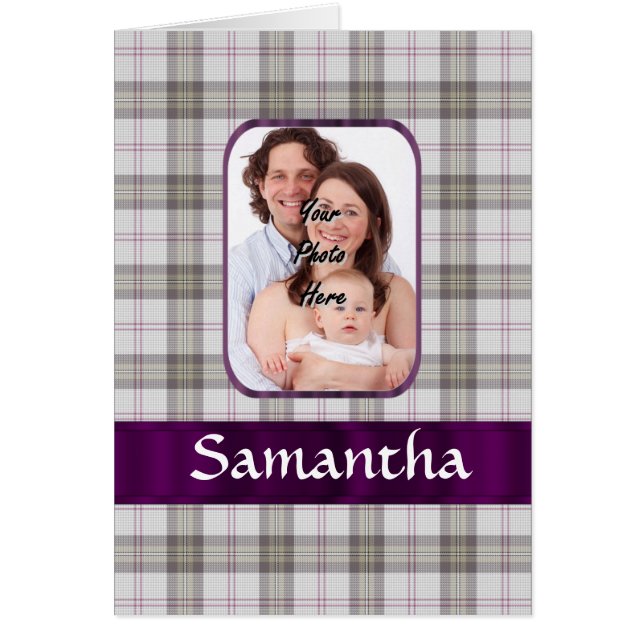 Cartão Fundo de fotos moderno do Tartan (Frente)