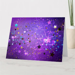 Cartão Fundo de papel alumínio roxo com estrelas