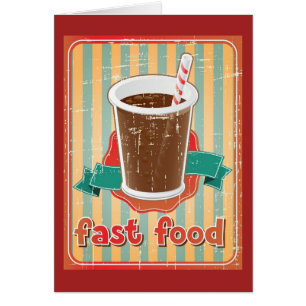 Cartão Fundo do fast food com bebida no estilo retro