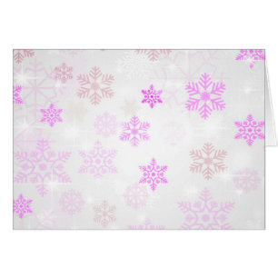Cartão Fundo Icy Snowflake bonito - Rosa