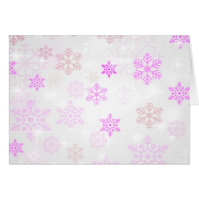 Cartão Fundo Icy Snowflake bonito - Rosa (Frente Horizontal)