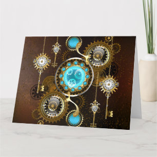 Cartão Fundo Rusty Steampunk com Lentes Turquesa