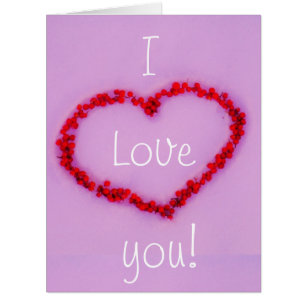 Cartão Fundo vermelho da lavanda do coração da baga