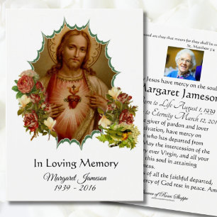 Cartão Fúnebre Católico Sagrado Coração de Jesus -
