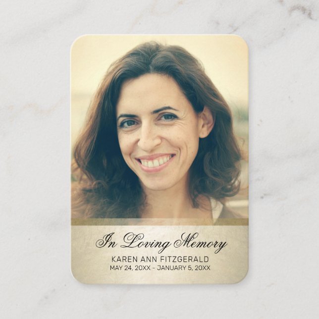 Cartão Funeral Dourado de Script Preto para Simpat (Frente)