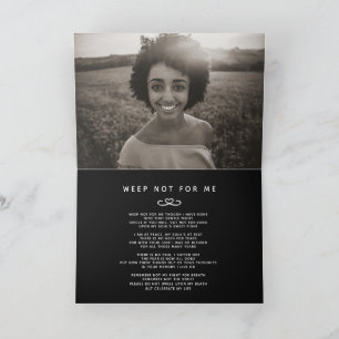 Cartão Funeral em nossos corações, poema negro para sem