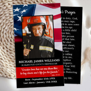 Cartão Funeral Memorial Memorial do Fireman Praye