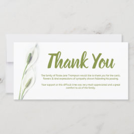 Cartão Funeral Obrigado Nota | White Lily Floral