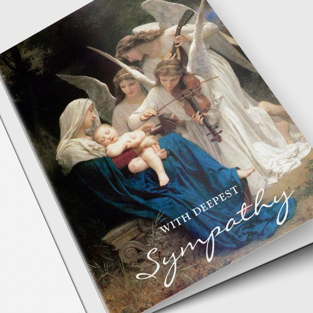 Cartão Funeral Thank You Cards | Song of Angels (Religious Catholic Sympathy Mary, baby Jesus and the Angels funeral thank you cards)