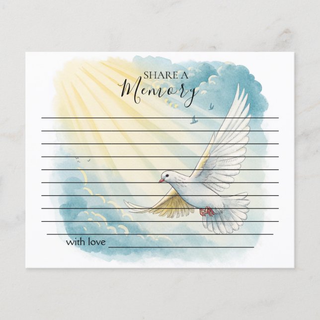 Cartão Funerário Compartilhe uma Memória da Luz do (Frente)