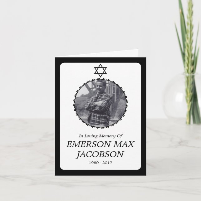 cartão funerário: estrela elegante de david (Frente)