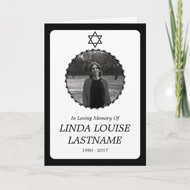 cartão funerário: estrela elegante de david (Frente)