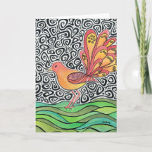 Funky Bird Greeting Card