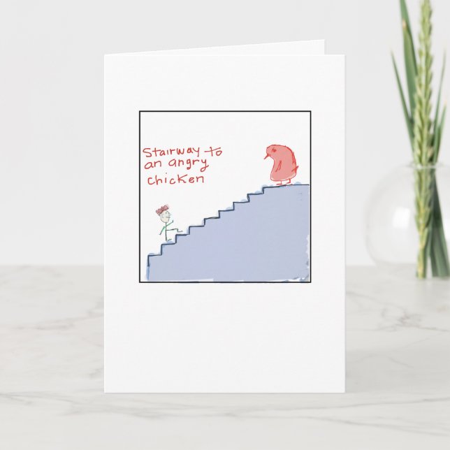 Cartão Funky Illustrated Angry Chicken  (Frente)