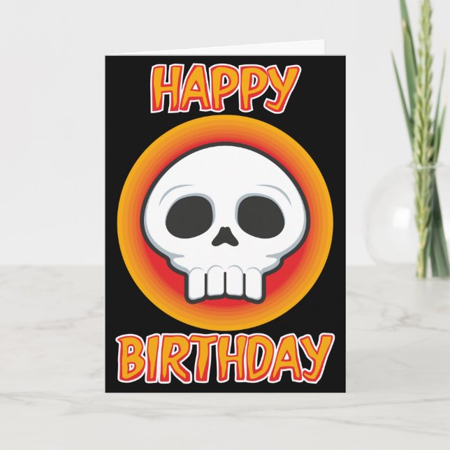 Cartão Funky Skull Birthday Card (Frente)