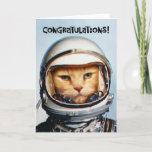 Cartão Funny 21st Birthday<br><div class="desc">Funny 21st Birthday Greeting Card with a retro Space Cat congratulating someone turning 21 years old</div>