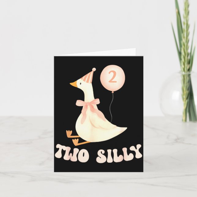 Cartão Funny 2nd Birthday Two Silly Goose 2 Year Old Birt (Frente)