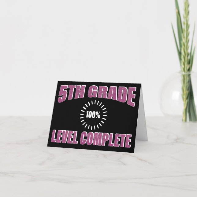 Cartão Funny 5th Grade Pink Girly Glitter Graduation Card (Frente)