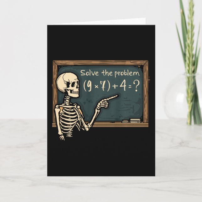 Cartão Funny 67 Meme Brainrot Joke Halloween Skeleton Mat (Frente)