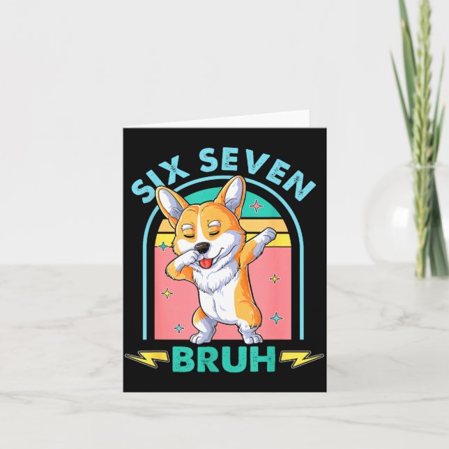 Cartão Funny 67 Meme Dog Six Seven Bruh Kids Boys Tee  (Frente)
