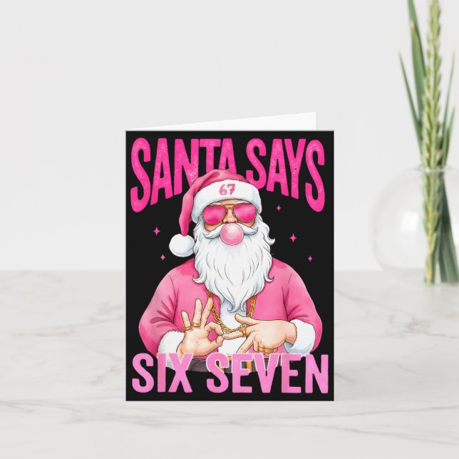 Cartão Funny 67 Santa Says Six Seven Christmas Meme Xmas  (Frente)