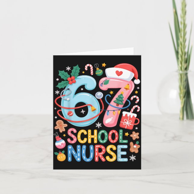 Cartão Funny 67 School Nurse Christmas Xmas Meme Holiday  (Frente)