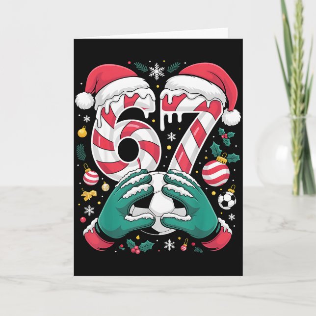 Cartão Funny 67 Six Seven Soccer Goalkeeper Funny Meme Ch (Frente)