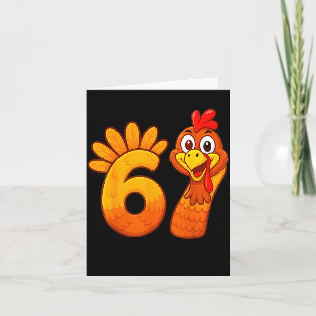Cartão Funny 67 Thanksgiving Meme Turkey Six Seven Costum (Frente)