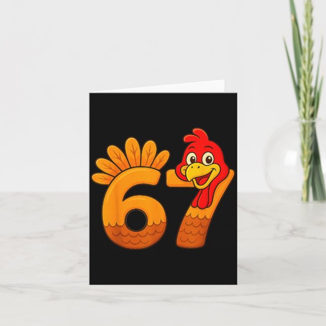 Cartão Funny 67 Thanksgiving Turkey Face 67 Number  (Frente)