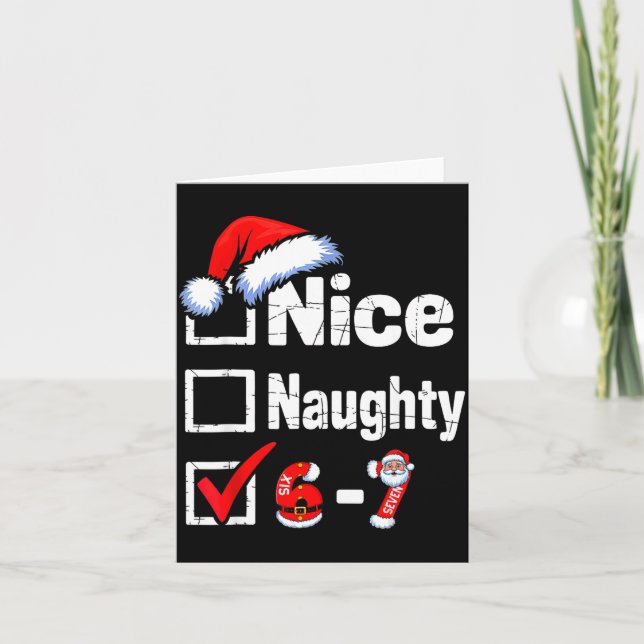Cartão Funny 6 7 Bruh Christmas Checklist Cute Naughty Ni (Frente)