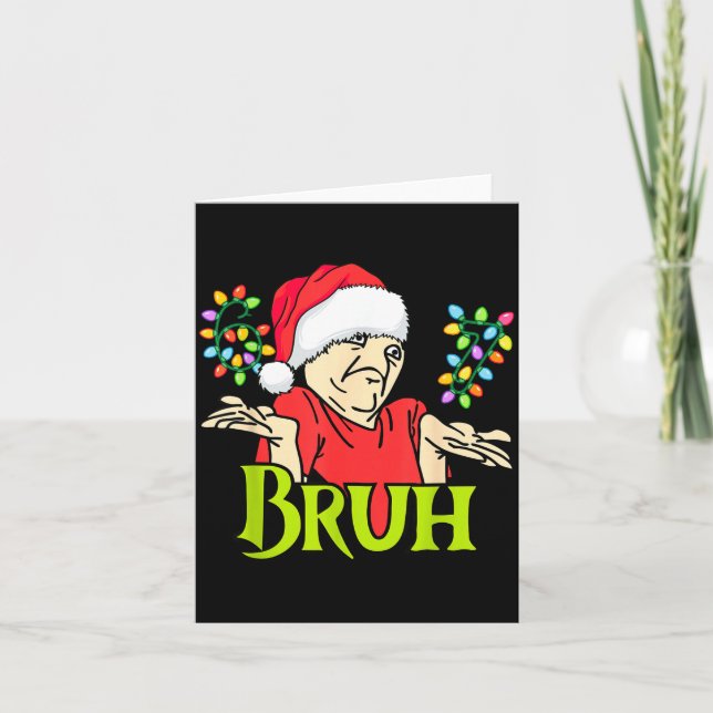 Cartão Funny 6 7 Bruh Merry Christmas Santa 67 Meme Men W (Frente)