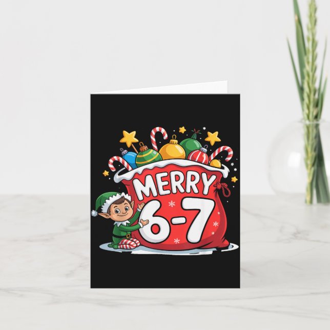 Cartão Funny 6 7 Six Seven Meme Christmas Women Men Kids  (Frente)