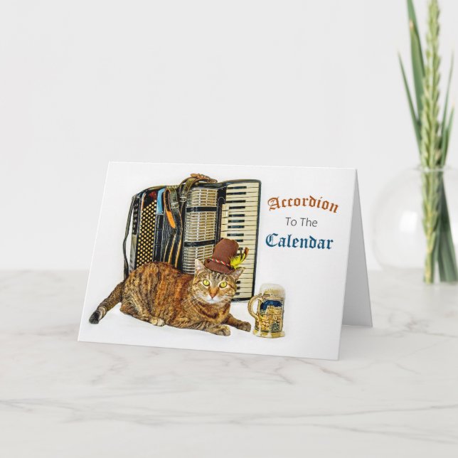 Cartão Funny Accordion Kitty Birthday (Frente)