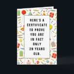 Cartão Funny Adult Birthday Certificate<br><div class="desc">Humorous adult birthday gift card for anyone who feels younger than he or she looks. To personalize edit text to add name and birth date.</div>